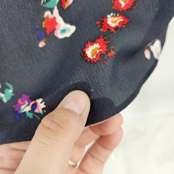 Rebecca Taylor Floral Silk Blouse Top Gray Women’s Size 8 Boho Hippie Preppy - Picture 11 of 11